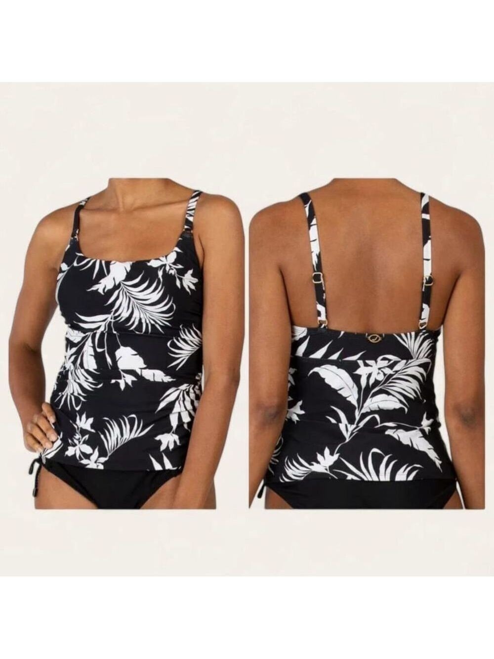 Jantzen Swimsuit Tankini Size 6 Black White Floral